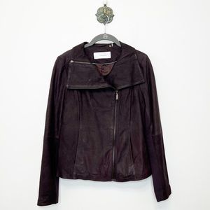T Tahari Lamb Leather Moto Style Jacket Asymmetrical Zip Fitted Women’s Small